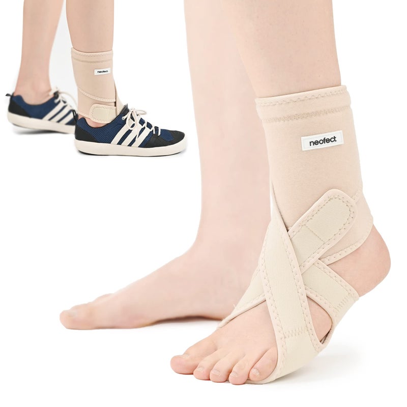 NEOFECT Drop Foot Brace Beige Adjustable AFO Ankle Brace for Walking Stroke Recovery Breathable Material for Ankle and Foot Support Comfortable Design Left